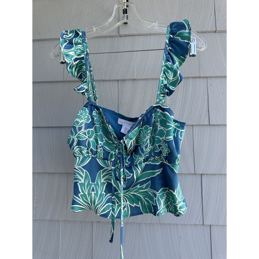 NWOT House of Harlow 1960 Cropped Satin Turquoise‎ Crop Top - Small S